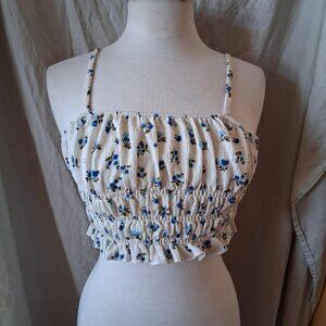 White and blue floral crop top unbranded size xxl